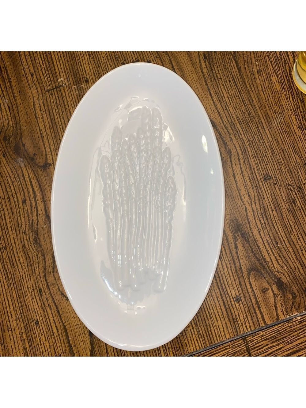 Crate & Barrel White Porcelain Oval Asparagus Dish